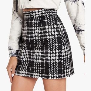 High Waisted Plaid Mini Skirt